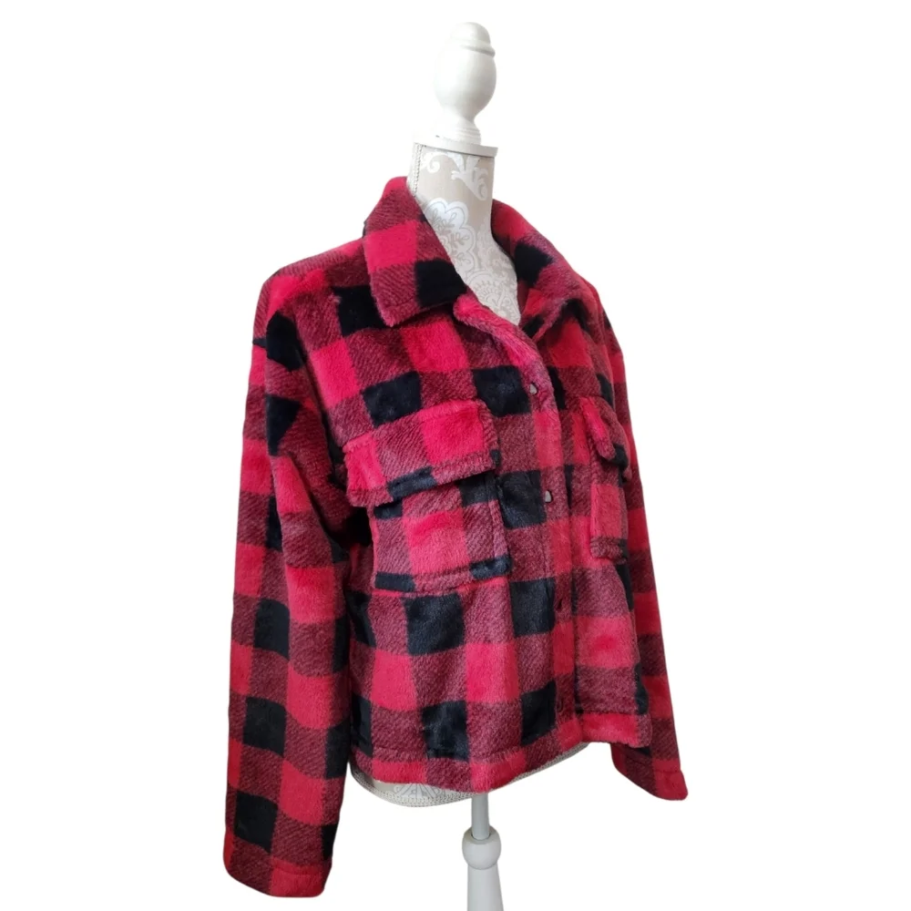 Cato Collared Red Buffalo Plaid Super Soft Jacket Size L